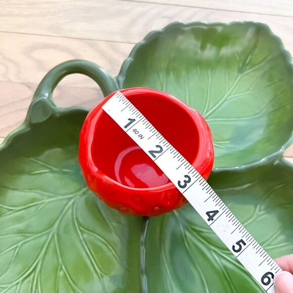 Vintage Metlox Poppytrail California Strawberry Divided Serving Bowl Pottery - Picture 12 of 12